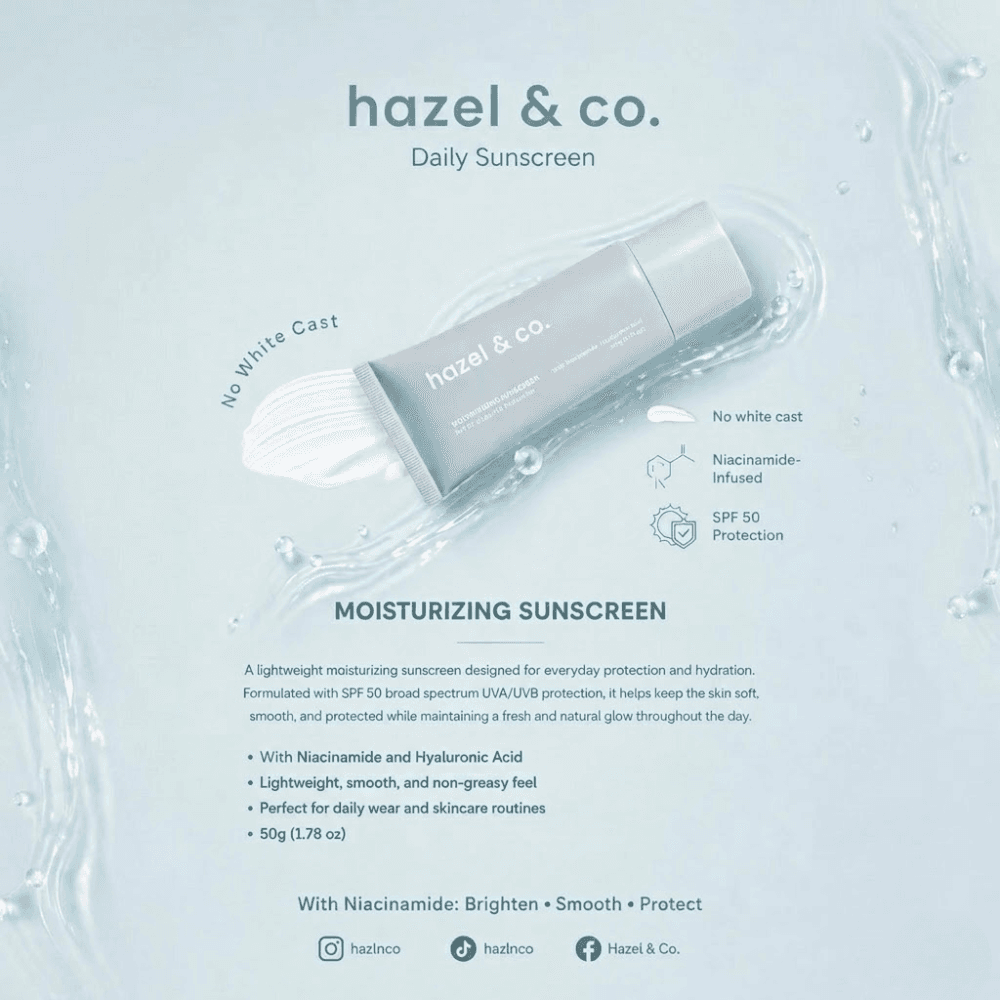 hazel & co. Moisturizing Suncreen SPF 50 with Niacinamide & Hyaluronic Acid UVA/UVB Protection thumbnail 3