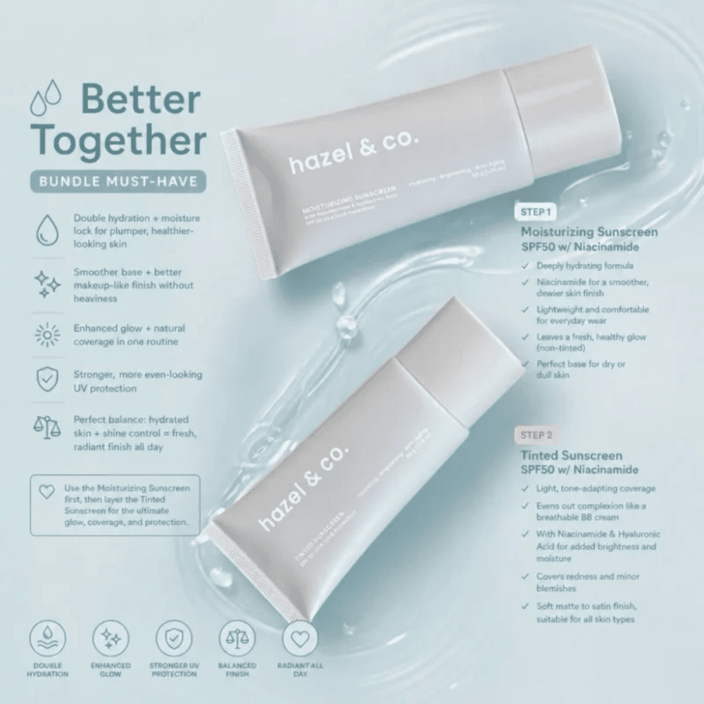 Hazel & Co. Sunscreen Duo Bundle | Moisturizing + Tinted Sunscreen SPF 50 UVA/UVB Protection thumbnail 3