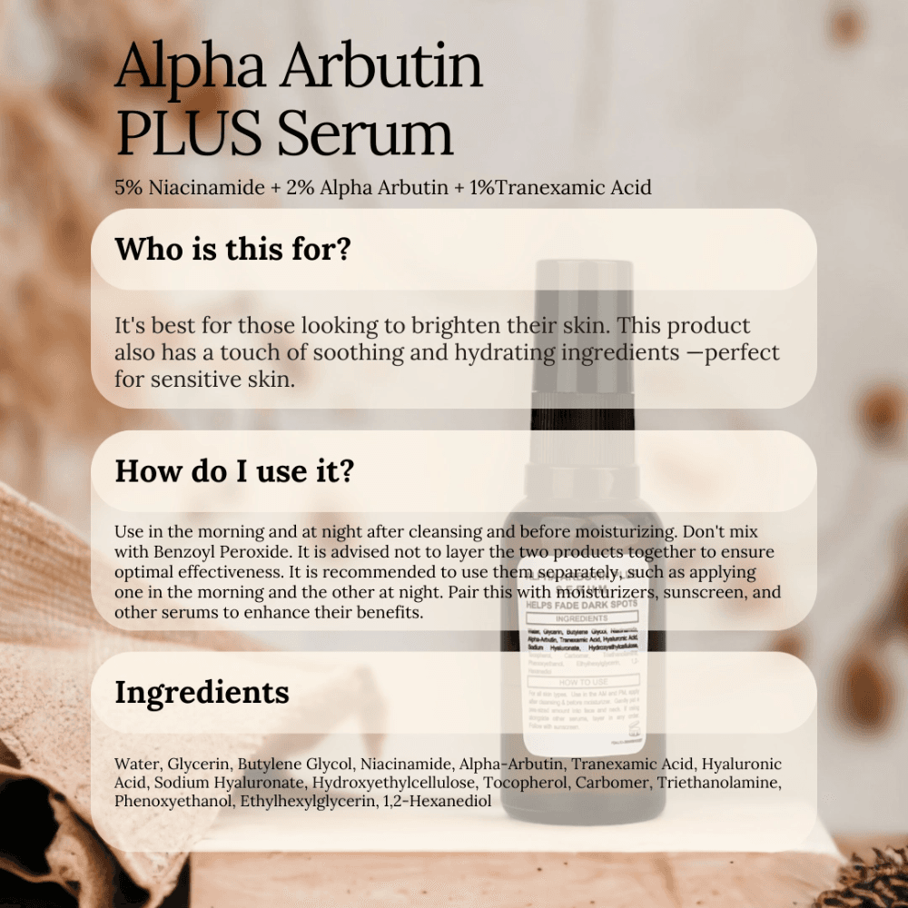 Soul Apothecary Alpha Arbutin PLUS Serum | 5% Niacinamide + 2% Alpha Arbutin + Tranexamic Acid thumbnail 3