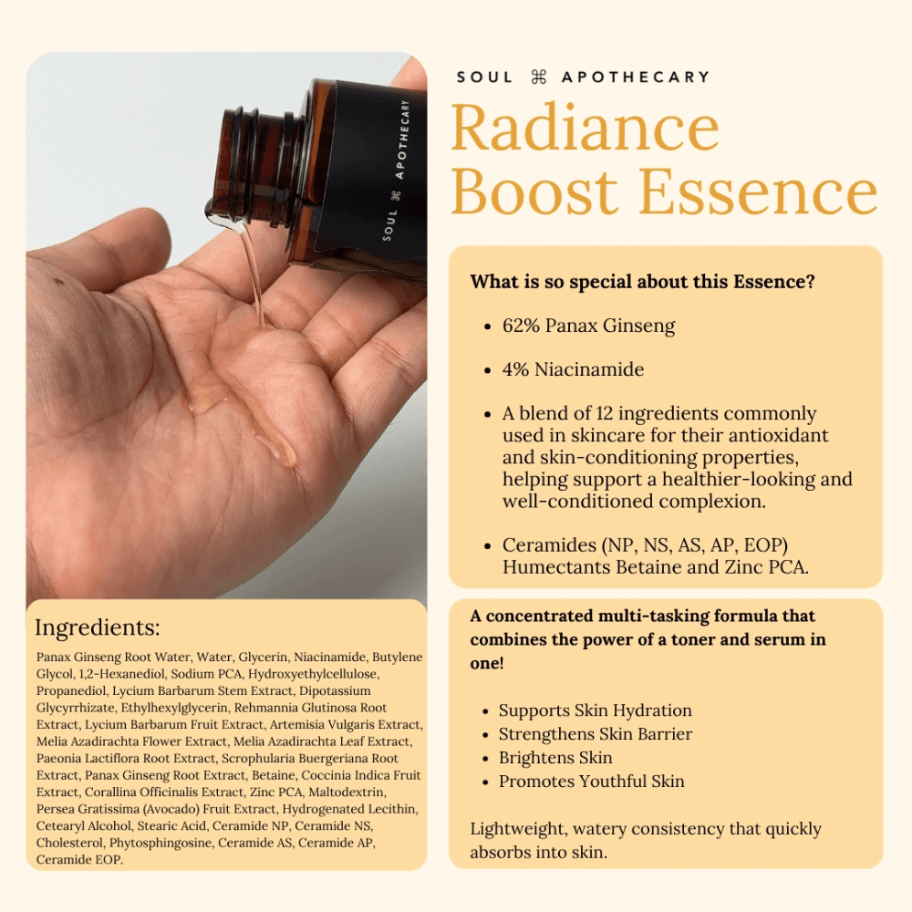 Soul Apothecary Radiance Boost Essence | 4% Niacinamide + Panax Ginseng Root Hydrating Essence thumbnail 2