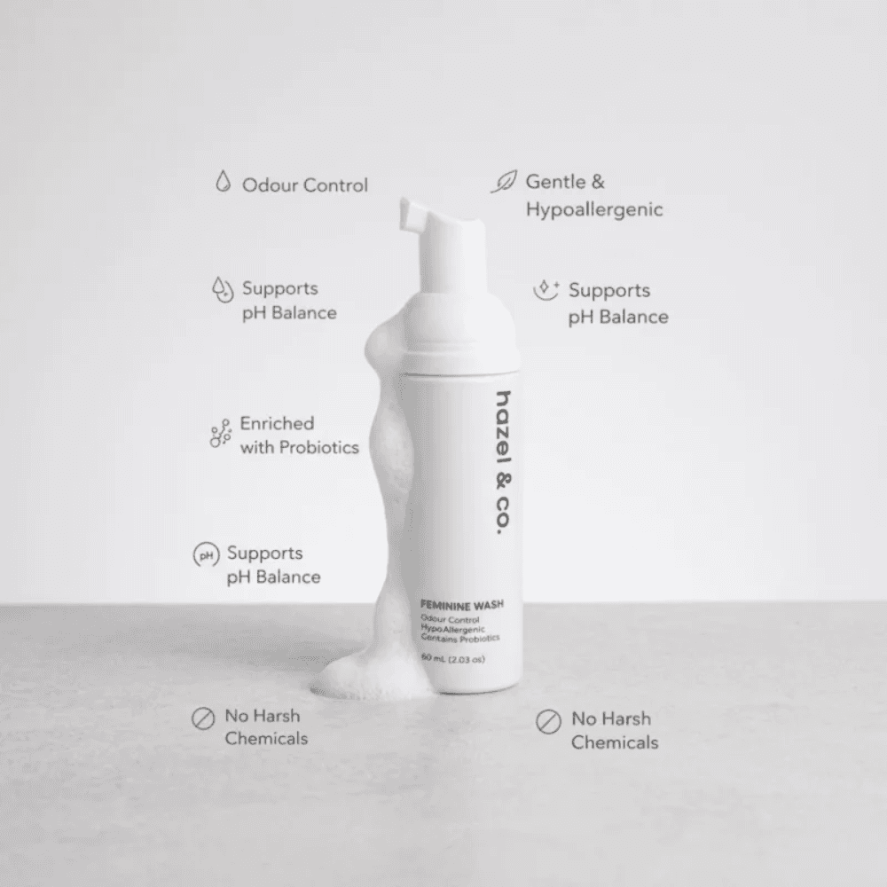 Hazel & Co. Feminine Wash | pH-Balanced Foaming Intimate Wash with Probiotics | 60ml