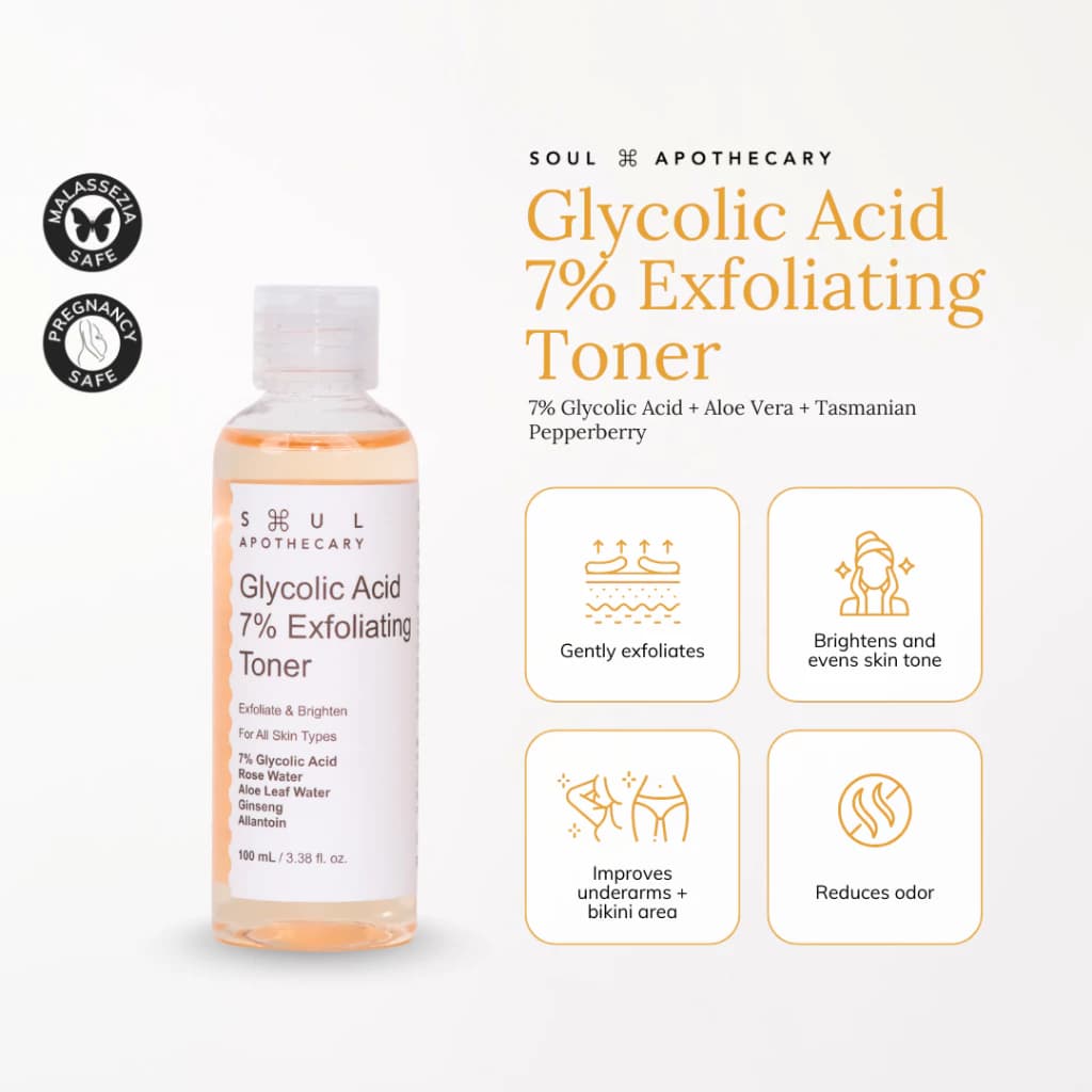 Soul Apothecary Glycolic Acid 7% Exfoliating Toner | Brightening Face & Body Toner