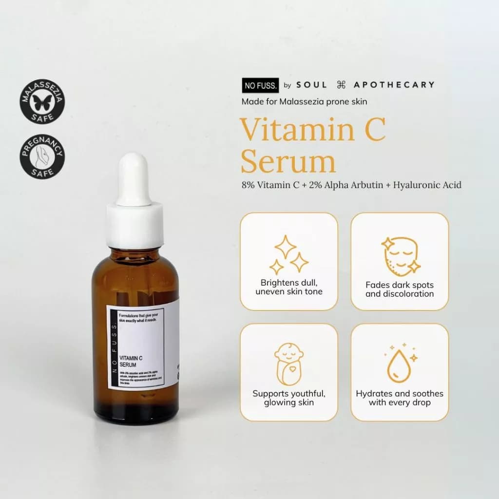 No Fuss Vitamin C Serum | 8% Vitamin C + 2% Alpha Arbutin + Hyaluronic Acid
