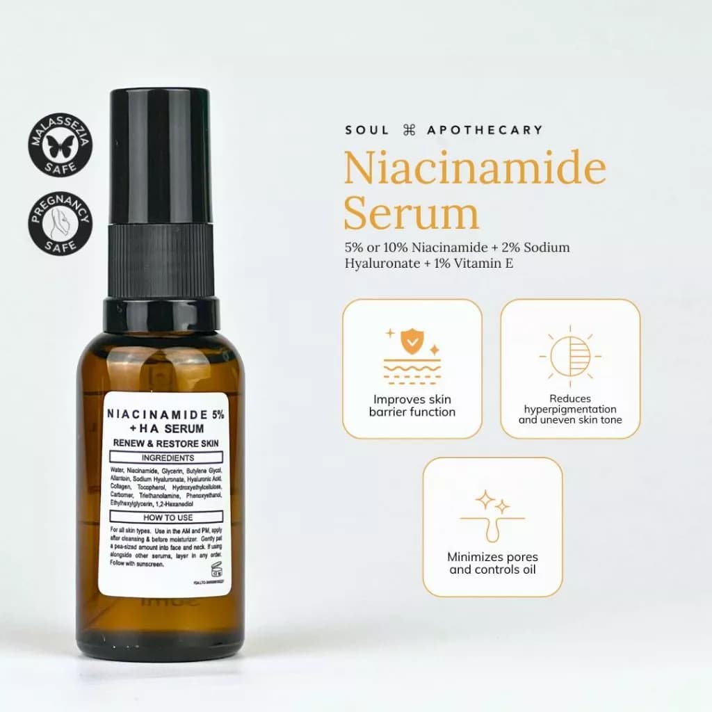 Soul Apothecary Niacinamide + HA Serum | 5% or 10% Niacinamide + 2% Hyaluronic Acid